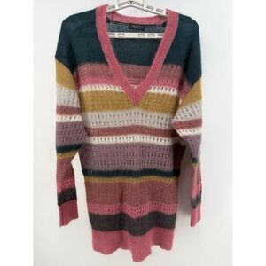 Rag & Bone Nassau Striped Sweater V-Neck‎ Loose Knit Mohair Silk Women's S